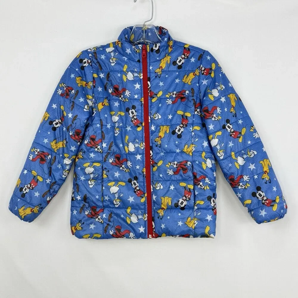 DISNEY Store Mickey Mouse Blue LightWeight Puffy Puffer Jacket Size 7/8
